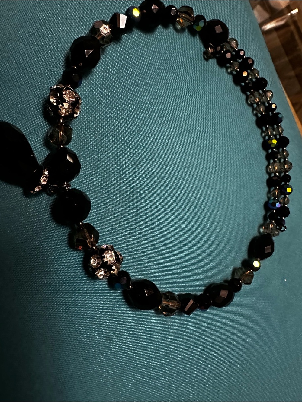 Black Crystal Beaded Necklace - Brand Unspecified
